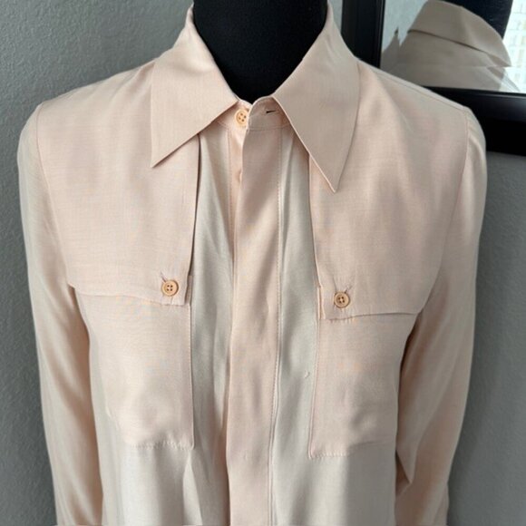 KATE SPADE Blush Pink Silk Button Front Blouse Top Sz 2 - Picture 3 of 12